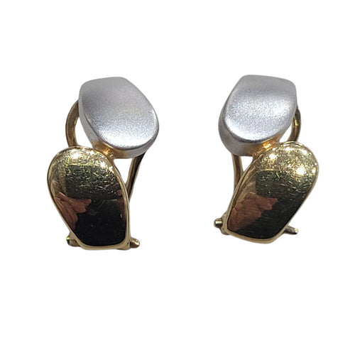 Boucles d'oreilles - Boucles d'oreilles en or jaune et blanc 18 carats