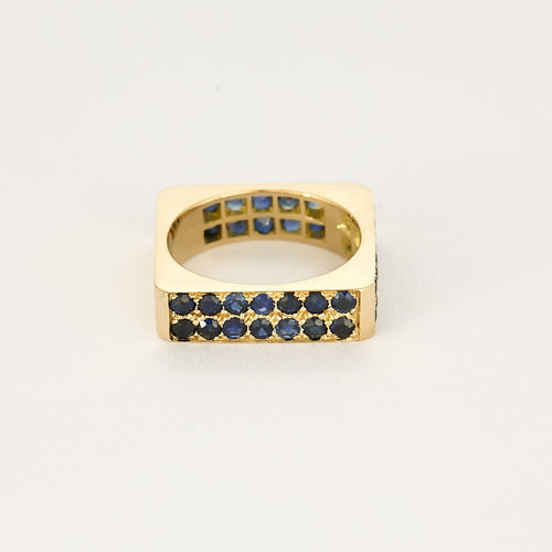 Bague 59 Bague design or jaune et saphirs bleus 58 Facettes