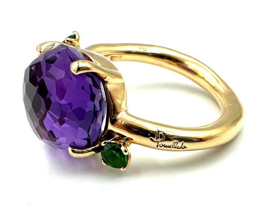 Bague 52 POMELLATO. Bague "Bahia" or jaune, améthyste et tsavorite 58 Facettes