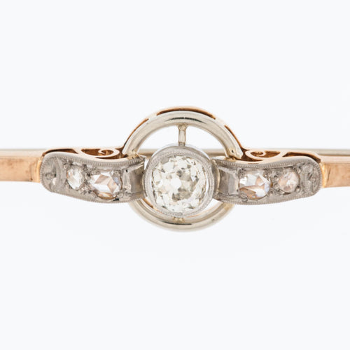 Broche Broche rétro en or jaune et platine avec diamants 58 Facettes