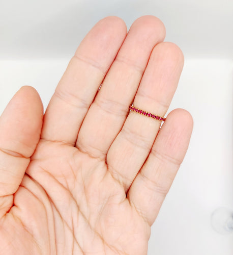 Bague 50 Alliance américaine or rubis ronds (circa 1950) 58 Facettes A05473