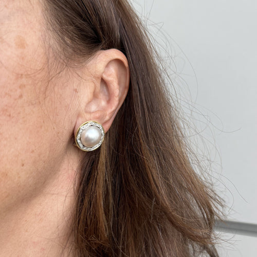 Boucles d'oreilles Boucles d'oreilles diamants et perles mabé 58 Facettes 26824