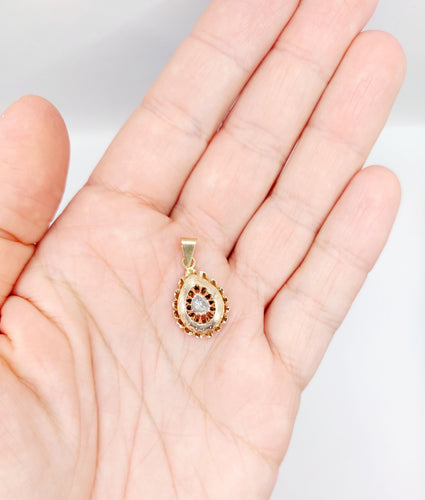 Pendentif Pendentif victorien en or rose 18k diamant taille roses sur paillon 58 Facettes A06533