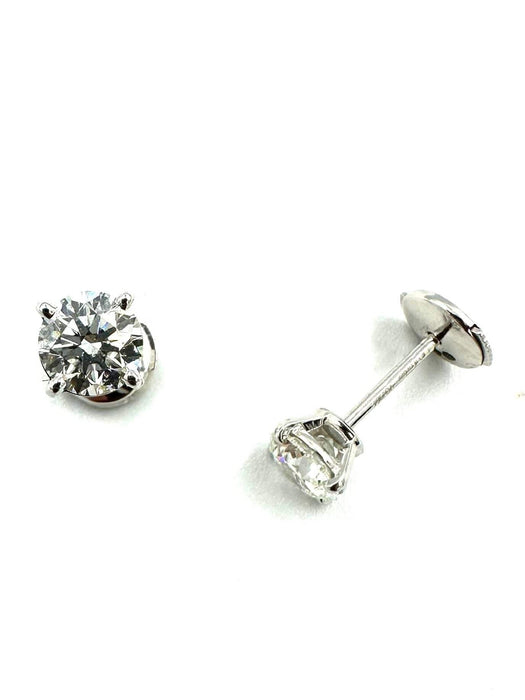 Boucles d'oreilles CARTIER. Puces d'oreille or blanc 18K et diamants 1.20ct (full set) 58 Facettes