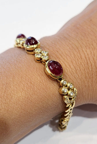 Bracelet Bracelet Rubis cabochons et diamants 58 Facettes