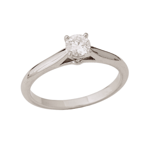 Bague 50 Bague Cartier Solitaire 1895, diamant rond de 0,35 carat, certifié GIA, couleur E/VVS2 58 Facettes