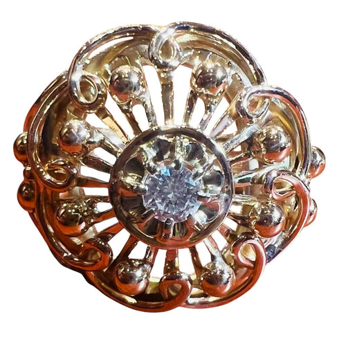 Bague Bague  or jaune 18 carats sertie d'un diamant époque 1940 58 Facettes 7468 A