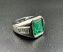 Ring 49 Vintage Emerald Ring, Diamonds, White Gold 58 Facettes