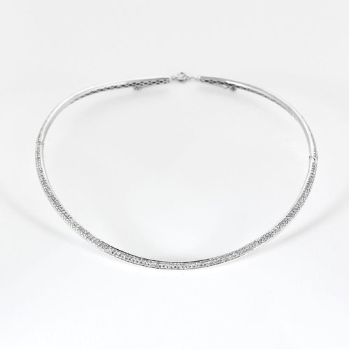 Collier Collier torque or gris et diamants 58 Facettes 250176