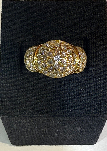 Bague boule vintage en or jaune 18 carats et diamants