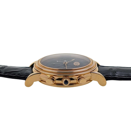 Montre Parmigiani Fleurier - Montre Toric Chronographe Date Or Rose réf. 361 Zenith El Primero 400 Cadran Guilloché Grain d'Orge Noir 58 Facettes