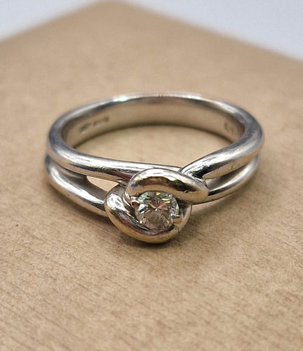 Bague 53 Damiani - Bague Solitaire Knot en or blanc 18k et diamant 58 Facettes