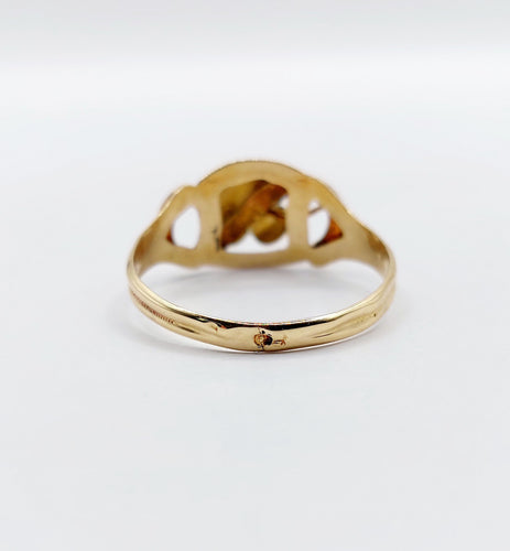 Bague 60.5 Bague victorienne or jaune, trèfle à quatre feuilles et émail bleu (circa 1890) 58 Facettes A05633