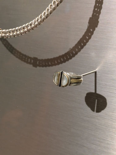 Bague 49 CHRISTOFLE - bague ‘Variations’ 1986 or jaune, argent, aigue marine 58 Facettes