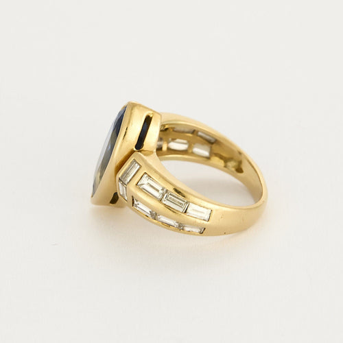 Bague 52 Bague en or jaune, saphir et diamants 58 Facettes REU1044