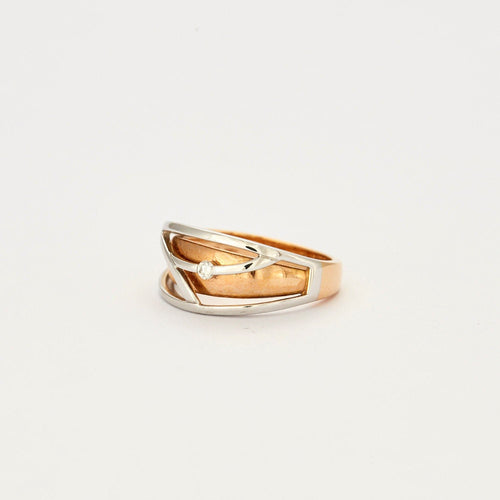 Solitaire en or jaune et blanc