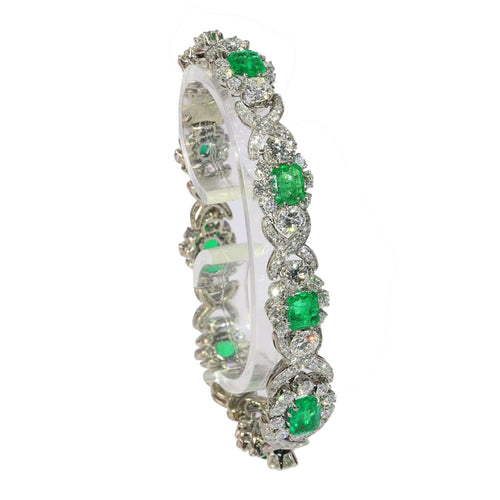 Bracelet Bracelet vintage luxueux : diamants 16 carats, émeraudes colombiennes 7 carats 58 Facettes 16196-0083