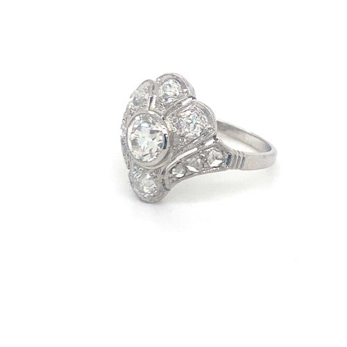 Bague 54 Bague Art Déco Platine et Diamants anciens - UNIQUE 58 Facettes