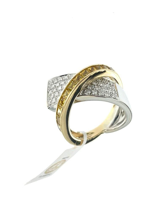 Bague 55.5 ALFIERI & ST JOHN - Bague en or, saphirs jaunes et diamants 58 Facettes