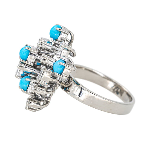 Bague 56 Bague Cocktail Argent Diamant, Turquoise 58 Facettes 4398646CN