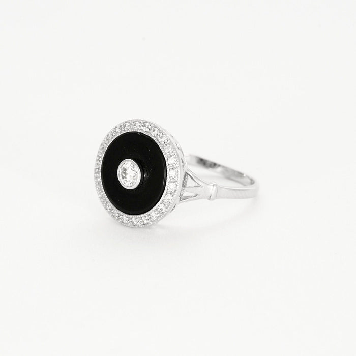 Bague 53 Bague style Art Déco onyx diamant 58 Facettes