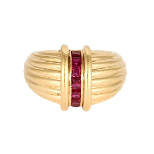 50 Bague jonc or jaune et rubis 58 Facettes LF14