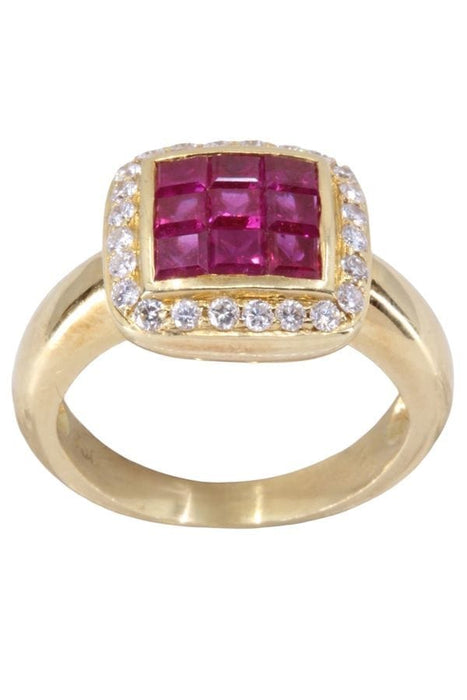 Bague 50 Bague or jaune rubis et diamants 58 Facettes 089911