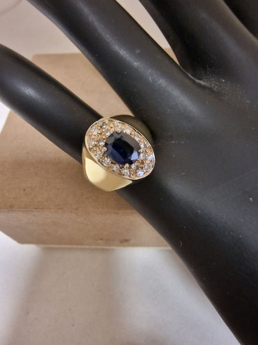 Bague 45 Bague Pinky Chevalier en or jaune, saphir et diamants 58 Facettes