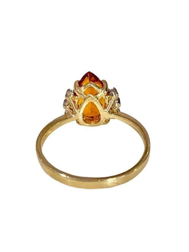 Bague 55.5 Bague or jaune citrine et diamants 58 Facettes
