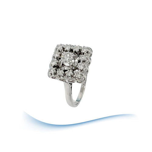 Bague Bague Vintage carrée - Diamants 0,44 carat - Or gris 18 K et platine 58 Facettes AA 1697