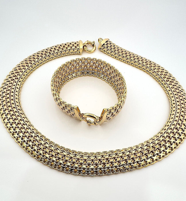 Collier Parure deux pièces collier et bracelet 3 ors 58 Facettes