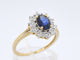 Bague 54 Bague entourage en or jaune avec saphir et diamants 58 Facettes 2273