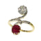 Bague 53 Circa 1900 Art Nouveau Toi et Moi ring with diamond, ruby, antique sparkle 58 Facettes 25317-0120