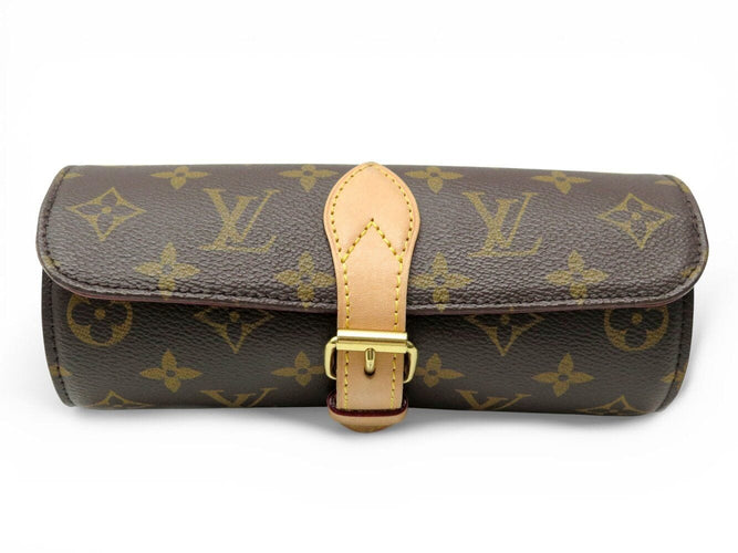 Montre marmotte LOUIS VUITTON etui 3 montres en toile monogram m47530  case 58 Facettes 272485
