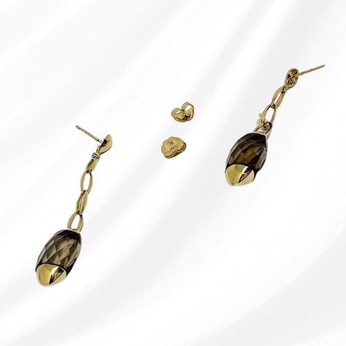 Boucles d'oreilles CHIMENTO - Boucles d'oreilles or jaune quartz fumé 58 Facettes AA 1708