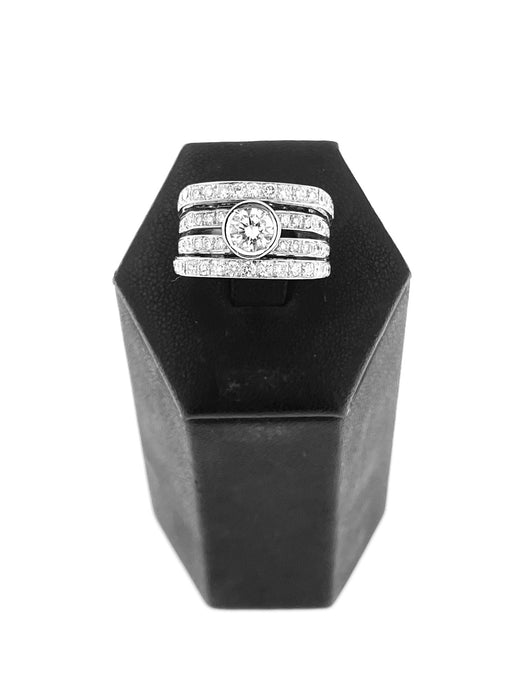 Bague 51 Bague italienne Art déco certifiée HRD en or blanc avec diamants 58 Facettes