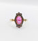 Bague marquise style Art Nouveau or jaune, cabochon de rubis synthétique et diamants taille rose 58 Facettes A05885
