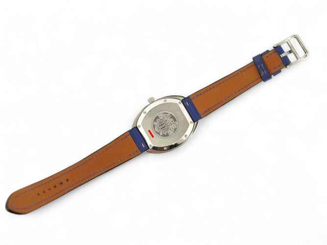 Montre vintage montre HERMES espace es2.210 quartz 33 mm acier cuir +pochon blue 58 Facettes 270283