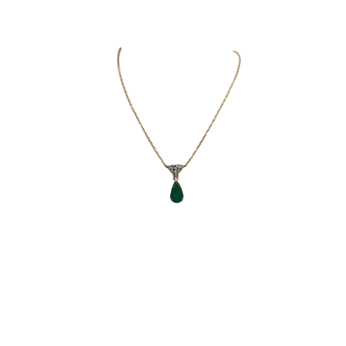 Collier Collier or jaune 18 carats sertie d’une émeraude et diamants naturels 58 Facettes