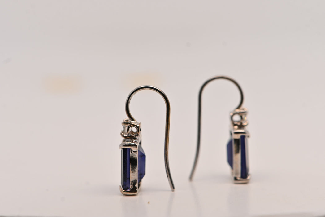 Boucles d'oreilles Earrings Iolite Diamonds 0,12 Carats White Gold 18 Carats 58 Facettes