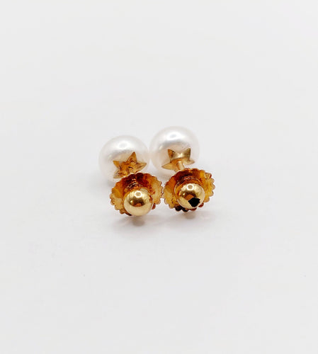 Boucles d'oreilles Puces d'oreilles or rose, perle de culture (circa 1900) 58 Facettes A05944