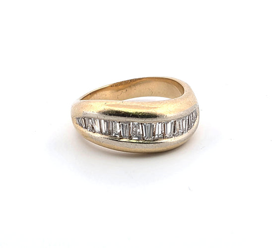 Bague 52 Bague jaune avec diamants baguette 58 Facettes