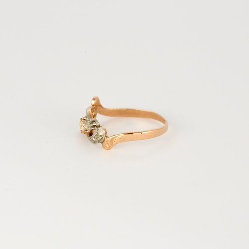 Bague 55.5 Bague diamants en or rose et platine, fin XIXéme. 58 Facettes