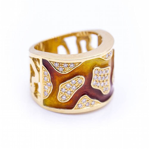 Bague 54 FIREMOON ring in gold and enamel 58 Facettes N102892