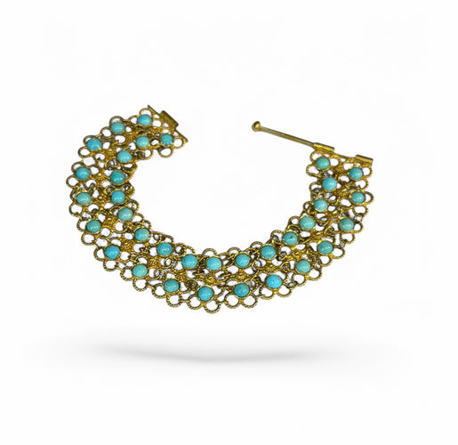 Bracelet Bracelet souple en or 14 carats et turquoises 58 Facettes