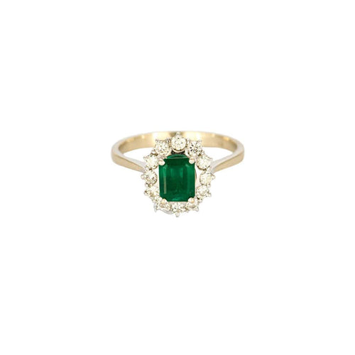 Bague 55 Bague Marguerite Or Blanc Emeraude Diamants 58 Facettes