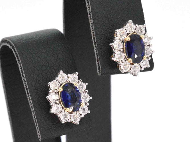 Boucles d'oreilles Boucles d'oreilles en or avec diamants et saphir 58 Facettes 2298