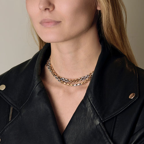 Bracelet Cartier. Collection Maillon Panthère. Rare Collier à transformation pouvant former Bracelet en or de deux couleurs et diamants. 58 Facettes 58FC18