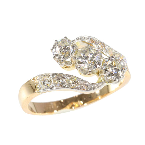 Bague 56 L'amour à travers le temps : bague de déclaration en diamant Belle Époque des années 1920 58 Facettes 24029-0362