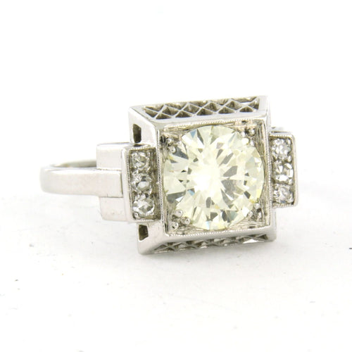 Bague 60 Bague Art Déco en platine avec diamants taille brillant et taille simple jusqu'à 2,30 ct 58 Facettes